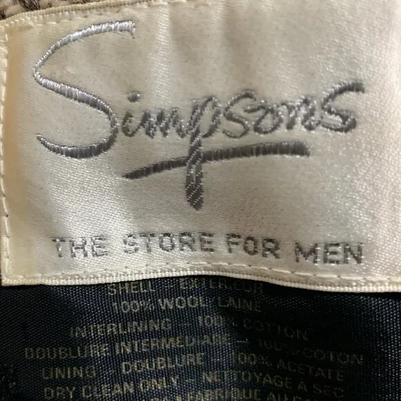 VINTAGE SIMPSONS THE STORE FOR MEN TWEED TRENCH COATS SIZE L/XL - Picture 12 of 12
